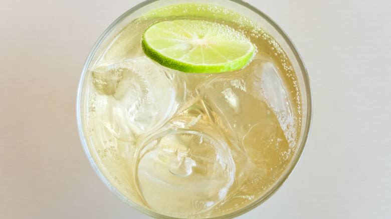 Glass of ginger ale with a lime