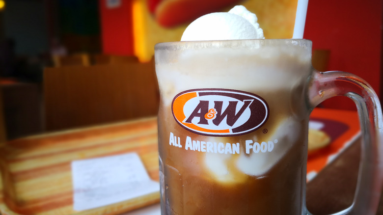 An A&W rootbeer float in a chilled mug