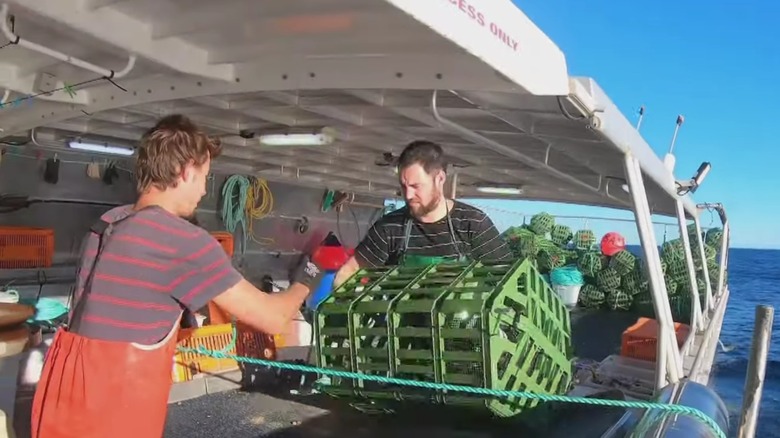 Crab pots being hauled in