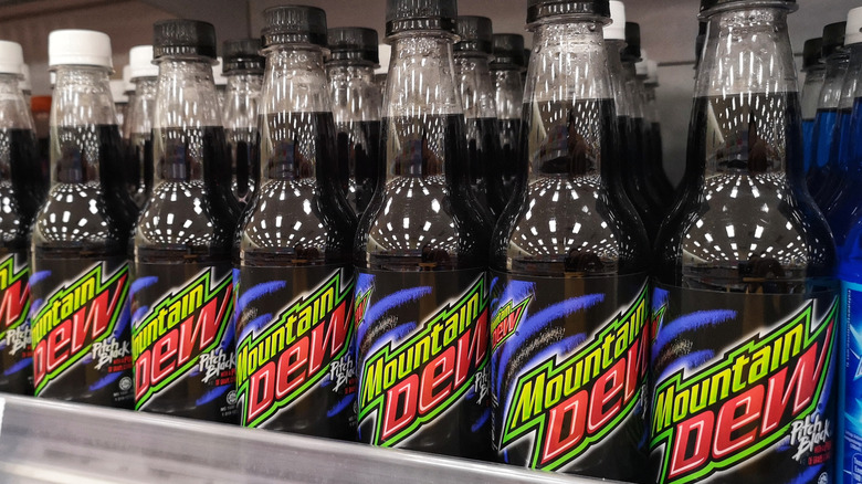 mountain dew on supermarket shelf