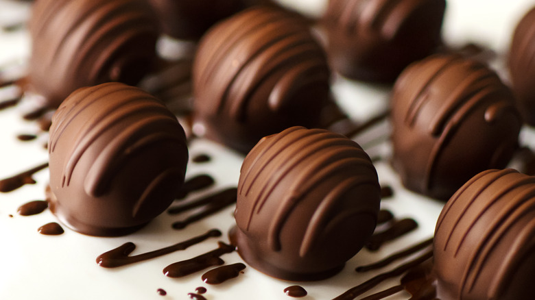 Truffles with melted chocolate