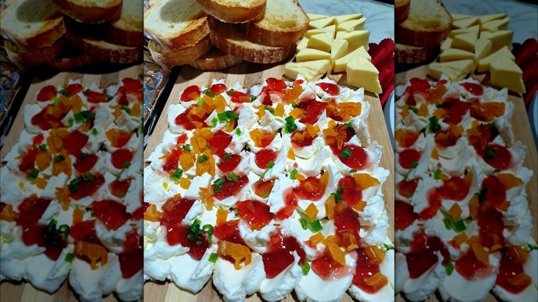 cream cheese board with candied fruit