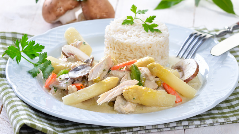 Fricassee served with white rice