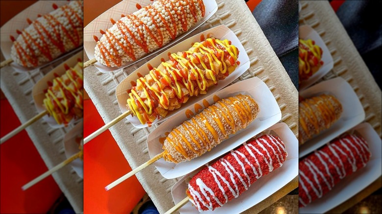 Different types of Korean corn dogs