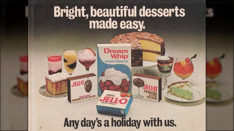 Jell-O advertisement with poke cake