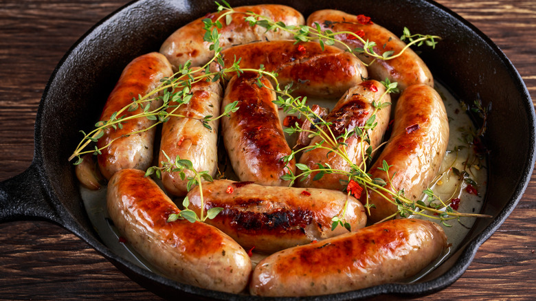 Sausages in a skillet 