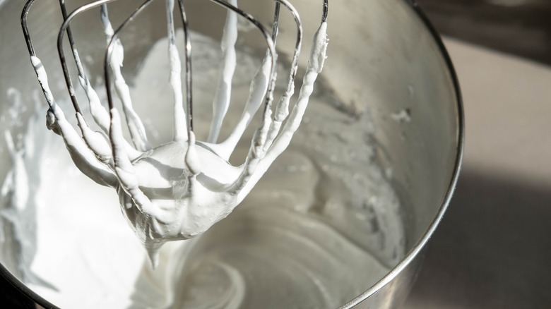 Whipped cream in stand mixer