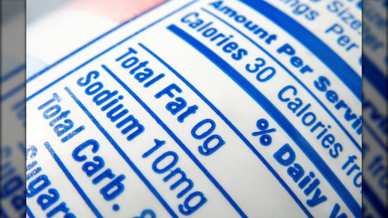 Nutritional label