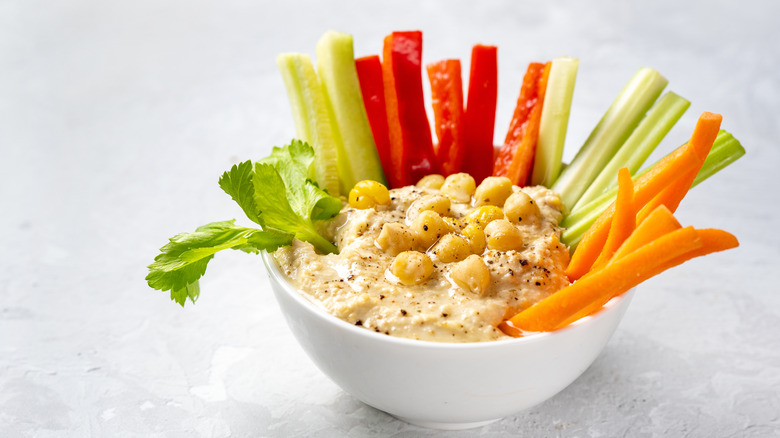 Bowl of hummus and veggies