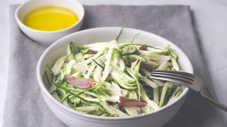 puntarelle salad with anochovies and dressing