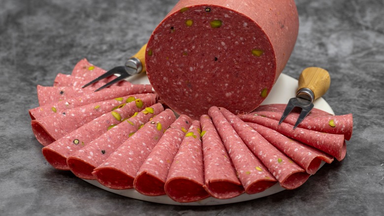 mortadella with pistachio