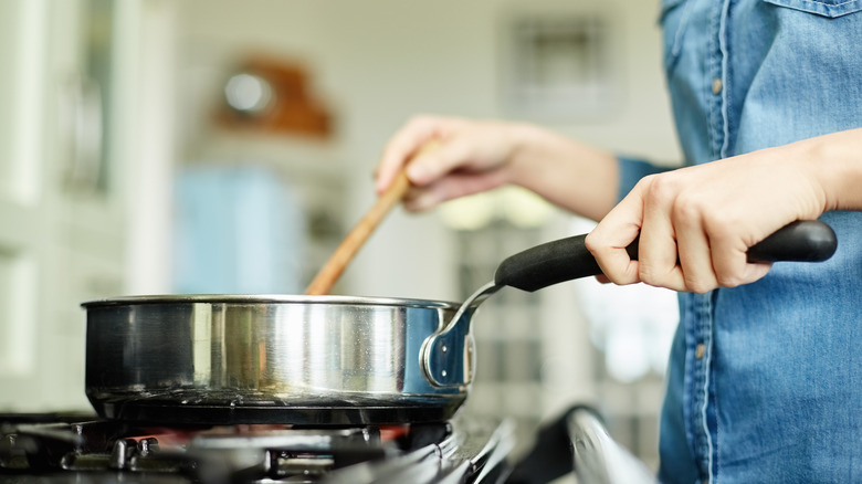 cooking in sauce pan