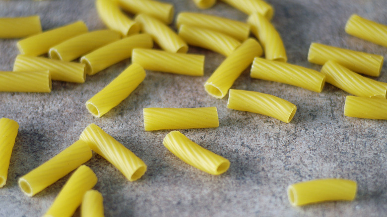 dried ziti pasta on counter