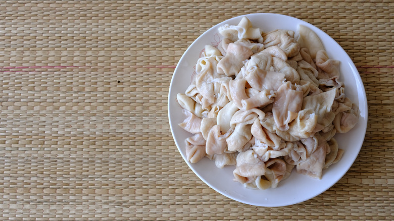 Raw pork bung on a plate