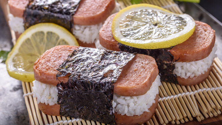 Spam musubi with lemons