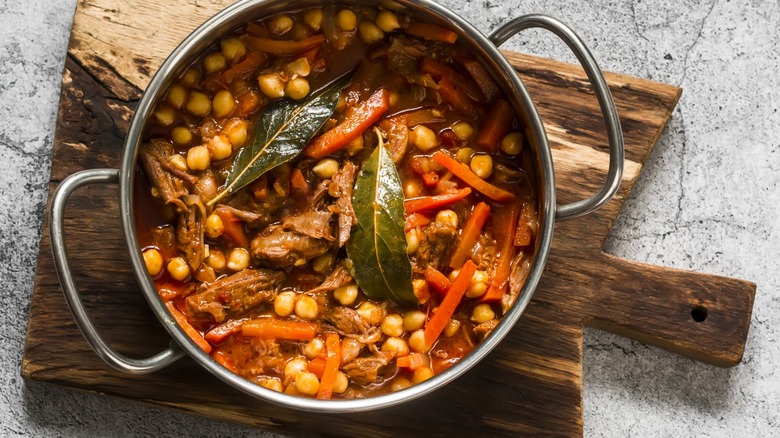 Lentil stew with bay leaves