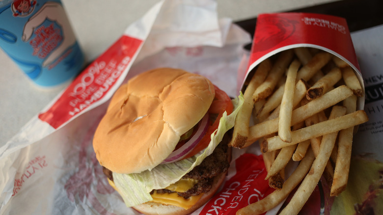 Wendy's takeout burger and fries