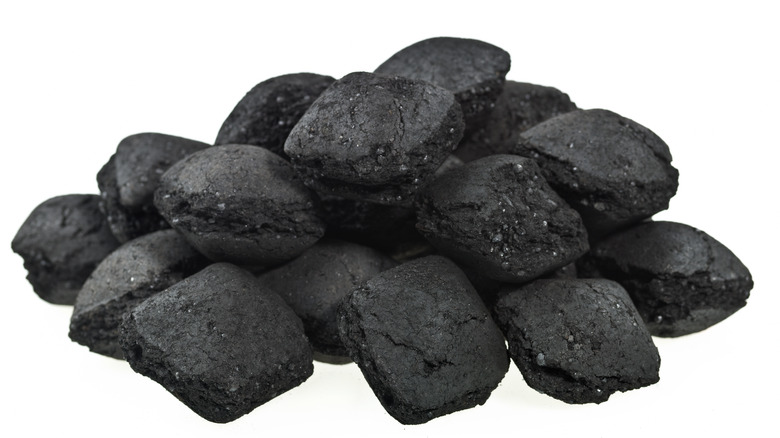 pile of charcoal briquettes