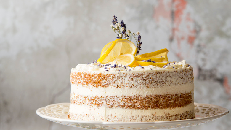 Naked layer cake lemon garnish