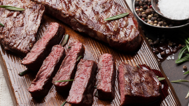 sliced cooked Denver steak