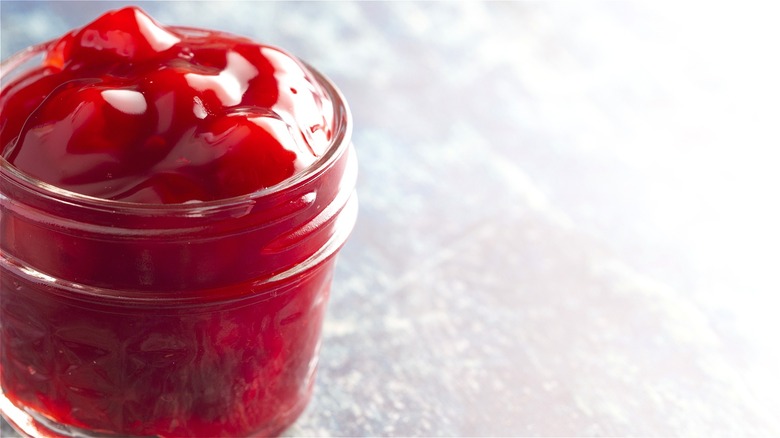 Cherry pie filling in small jar 