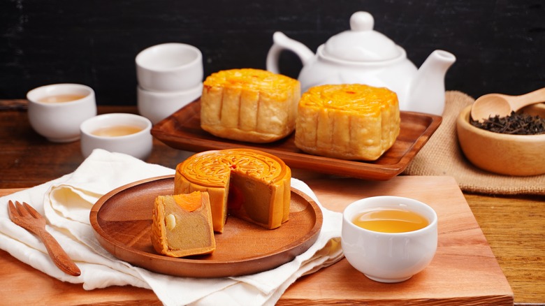 Mooncake with salted egg yolk