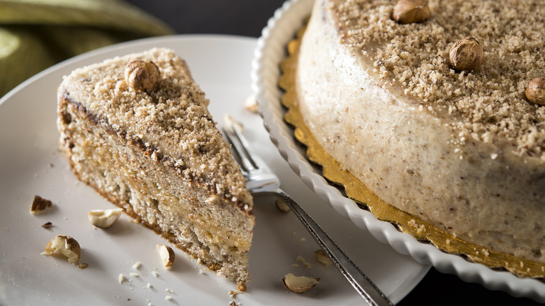 A slice of hazelnut torte