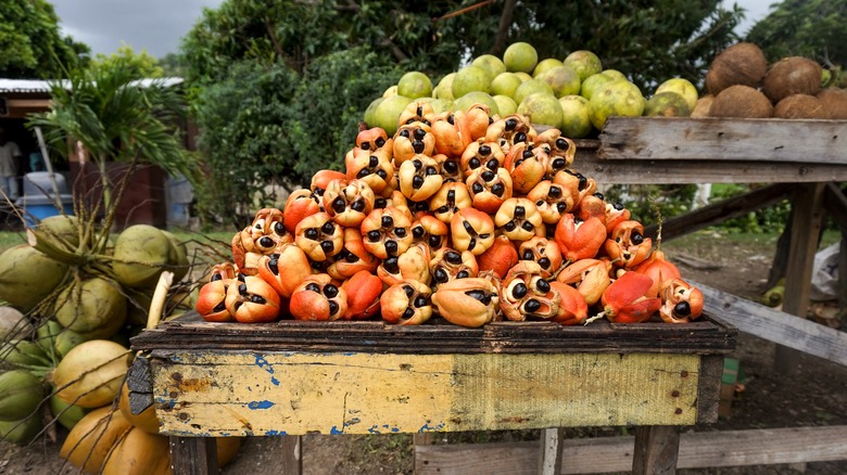 Ackee at a fruit stand