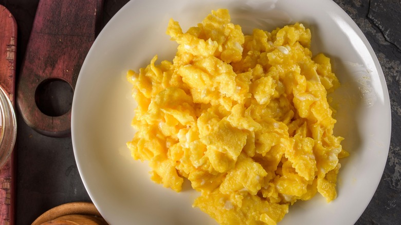 plate of scrambled eggs