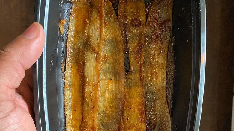 banana peels in marinade