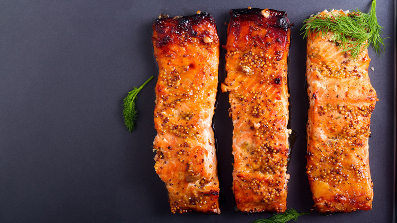 mustard and honey glazed salmon