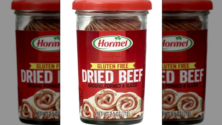 Hormel dried beef glass container