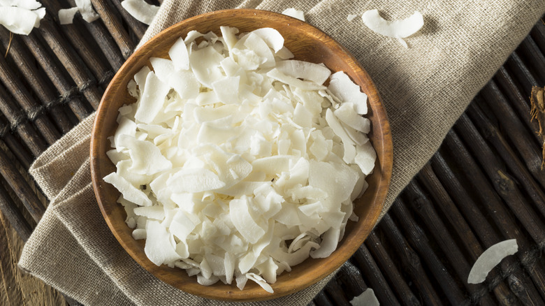 coconut flakes in a bowl