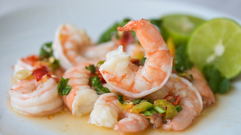 Shrimp prepared with cilantro and coriander