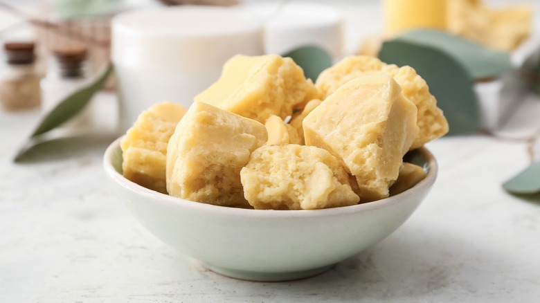 bowl with chunks of cocoa butter