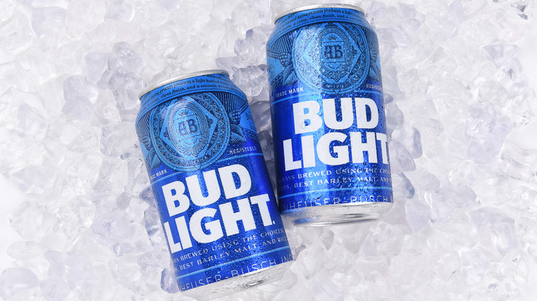 cans of Bud Light on bed of ice