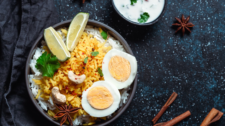 Egg biryani with raita