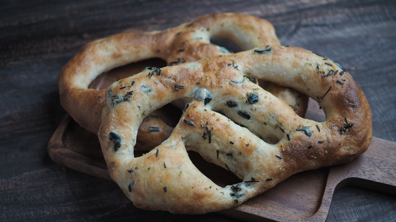 loaf of fougasse on board