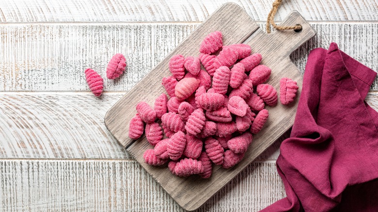 Purple beet gnocchi on board