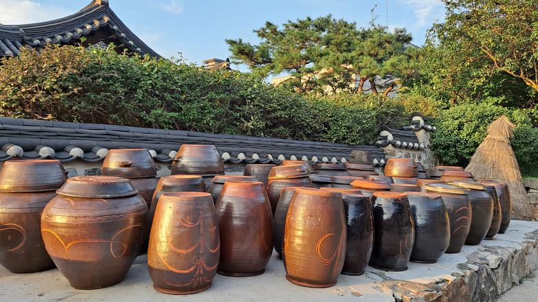 Korean earthenware pots fermenting