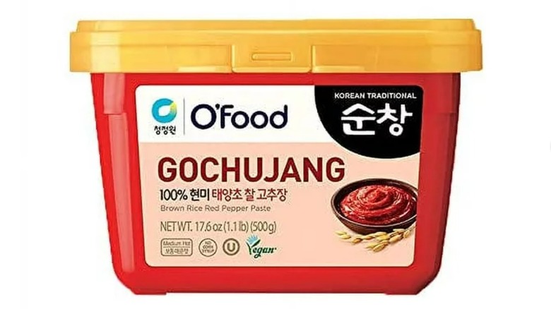 Container of gochujang paste