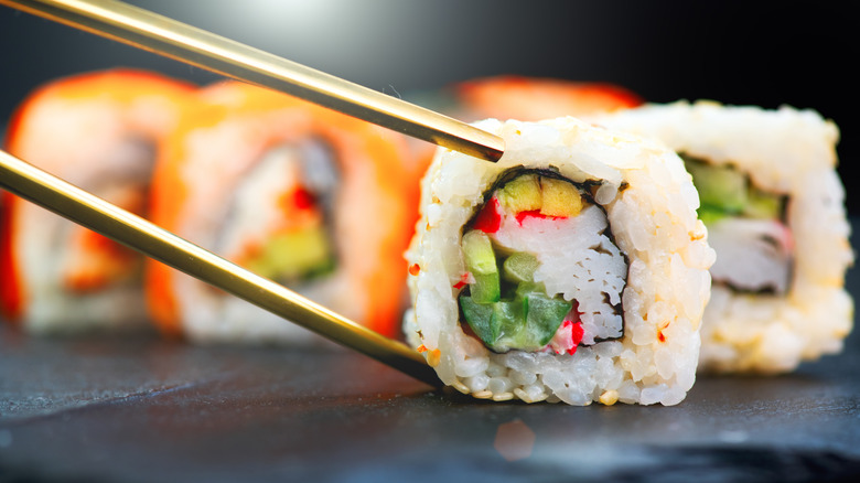 California roll with chopsticks