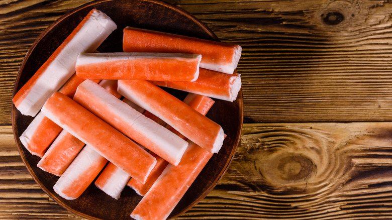 imitation crab sticks in bowl