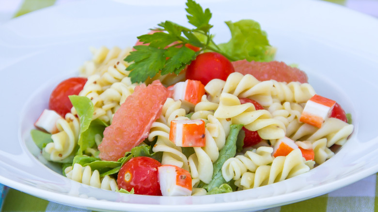 Surimi pasta on plate