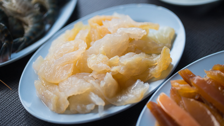 jellyfish pieces on a plate