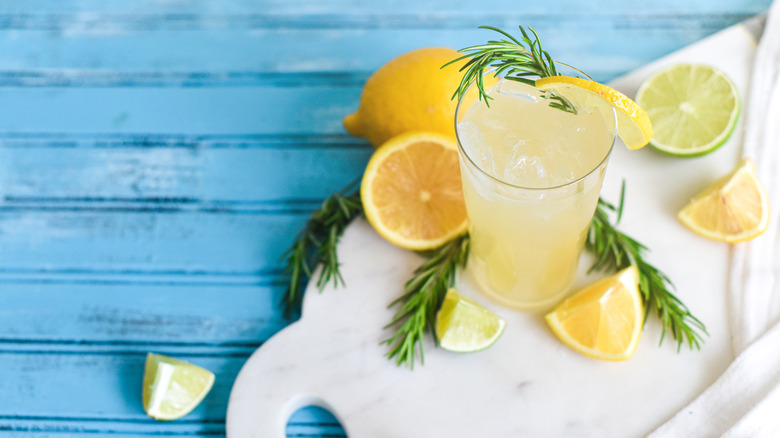Drink with lemons, limes, rosemary