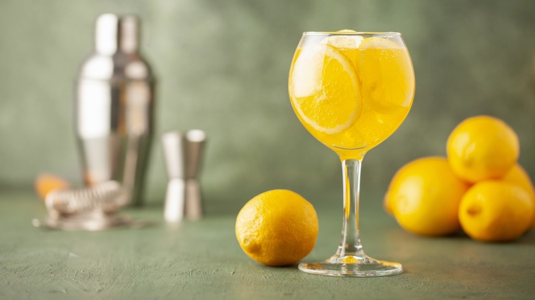 Limoncello cocktail in glass