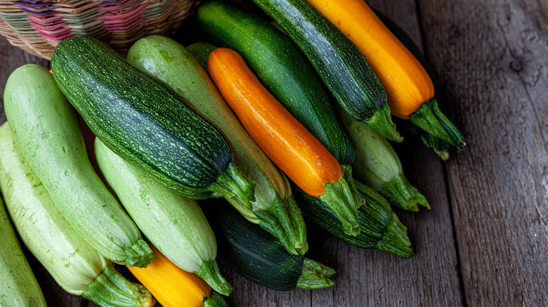 Assortment of squash on wood