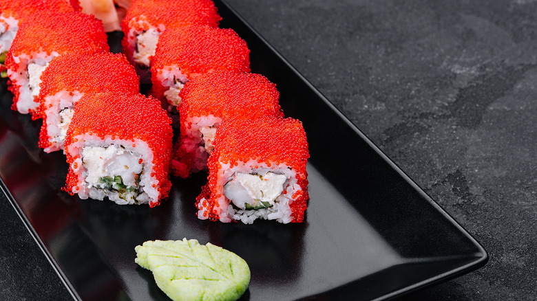 rolls covered in masago