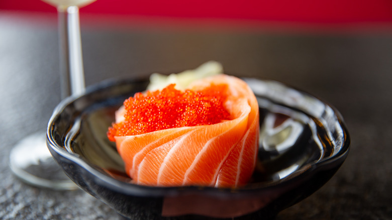 salmon with masago in the center